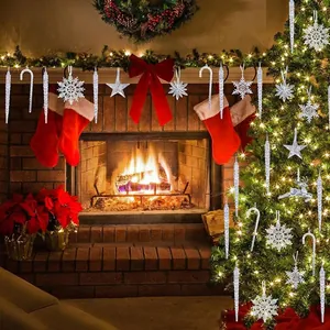 22-piece transparent acrylic icicle and snowflake Christmas hanging ornaments set