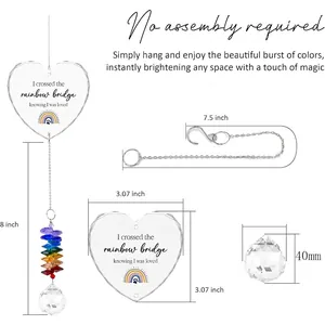 Attrape-soleil cristal en forme de cœur cadeau commémoratif pour animaux avec perles