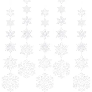Detailed view of 24-piece white snowflake ornaments for Christmas party decor