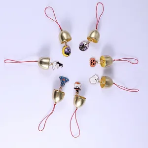 Carillon à Vent en Métal Halloween Citrouille Fantôme Chat Pendentif Décoration de Maison Émail Cloche Cadeau de Fête