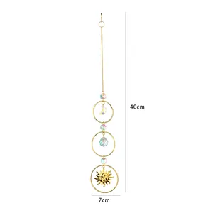 Detailed view of sun and moon crystal suncatcher with 40cm height specifications