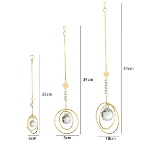 Set di 3 acchiappasole in cristallo con dimensioni dettagliate: 25 cm, 34 cm e 41 cm