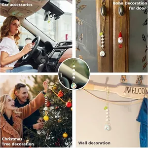 Lily of the valley crystal suncatcher shown in various home and car settings