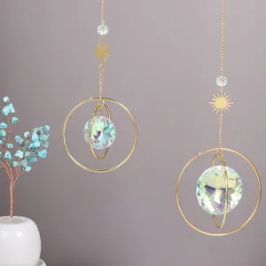 Set di 2 acchiappasole in cristallo con ciondoli sole dorati per decoro casa giardino