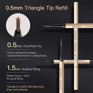 Matita sopracciglia sottile a doppia estremità con punta triangolare 0.5mm waterproof