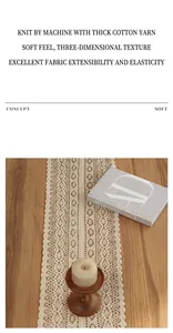 Detaillierte Ansicht eines Vintage-Spitzentischläufers mit Häkelmustern in Creme