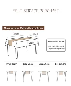Detailed measurement guide for rustic lace table runner showing overhang calculation