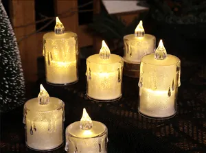Simulation crystal LED candle lights with teardrop effect for Halloween decor