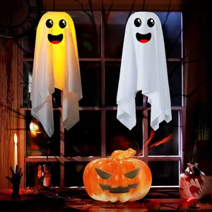 Φωτιζόμενα κρεμαστά φαντάσματα Halloween για τρομακτική διακόσμηση παραθύρων πάρτι