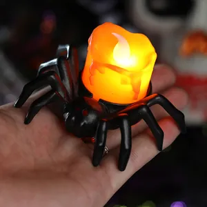 Halloween Spinne LED Kerzenlicht mit glühender Flamme für festliche Party Dekoration