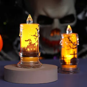 Halloween LED Electronic Candle Light Bat Silhouette Ornaments Ghost Festival Creative Bar Desktop Decor Battery Operated Props