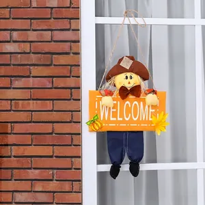 Halloween Vogelscheuche Puppe Willkommensschild zum Aufhängen für Türdekorationen