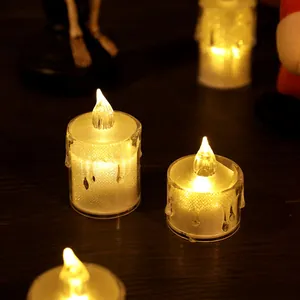 Halloween LED crystal candle lights with flickering warm yellow flame for romantic decor