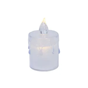 Transparent crystal LED candle lamp with warm yellow flickering light for Halloween decor