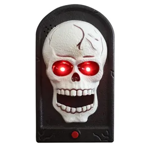Gruselige Halloween-Skelett-Türklingel mit leuchtend roten Augen und Soundeffekten