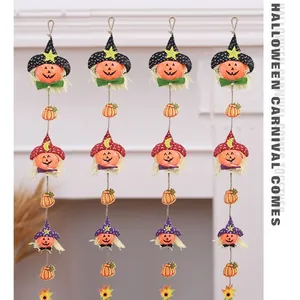 Festive Halloween scarecrow pumpkin hanging ornaments string for holiday party wall decor