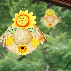 Dekorativer Sonnenblumen-Strohhut zum Aufhängen für Garten- und Klassenzimmerdekoration