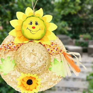 Dekorative handgefertigte Sonnenblumen Strohhut Aufhängung für Halloween Deko