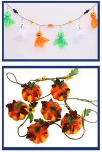 Halloween hanging garland set with colorful ghosts and decorative pumpkins