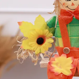 Decorative Halloween scarecrow swing pendant with autumn sunflower and maple leaves