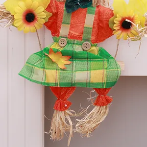 Cute Halloween scarecrow swing hanging decoration with sunflowers for autumn decor