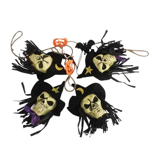 Halloween scary skull hanging banner decoration with foam skulls and hats