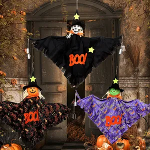 Lot de 3 sorcières fantômes suspendues pour Halloween avec texte BOO! pour déco effrayante.
