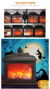 Realistic LED fireplace lamp with flickering flame effect for Halloween party decor