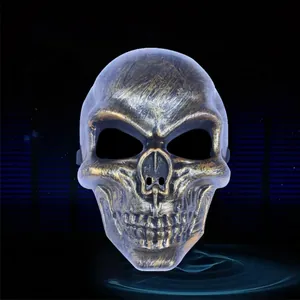Realistic full face Halloween skull warrior mask with antique bronze finish for cosplay