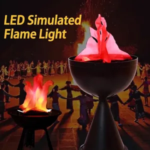 Halloween LED Simulation Flame Lamp Electronic Brazier Hanging Wall Decoration Retro Fireplace Light For Bar Haunted House Party