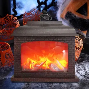 Realistic LED flame fireplace lantern for Halloween bar and haunted house decor