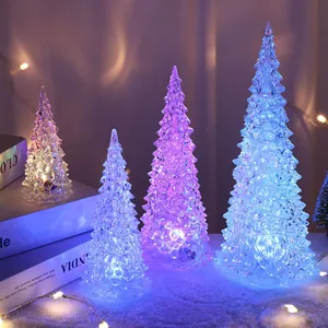 LED Kerstboom Tafel Ornament Acryl Gloeiende Kristallen Nachtlampje Noorse Stijl Tafeldecoratie Kerstfeest Sfeer Cadeau