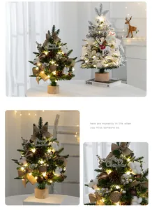 Mini sapin de Noël élégant pour table décoré de pommes de pin et lumières LED chaudes
