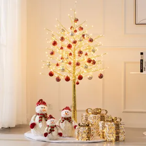 Kit sapin de Noël lumineux avec ornements, bonhommes de neige et boîtes cadeaux