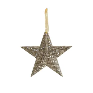 Funkelnder champagnergoldener Stern Weihnachtsbaumschmuck mit feinem Glitzer und Pailletten