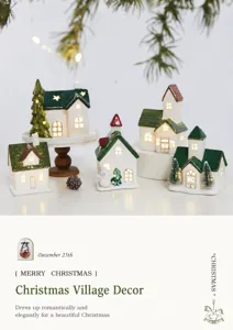 Set de maisons de Noël lumineuses en céramique pour décoration de table