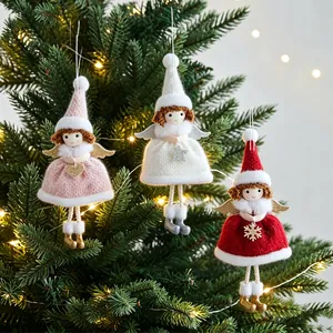 Set di 3 graziose bambole angelo di Natale lavorate a maglia per l'albero decor