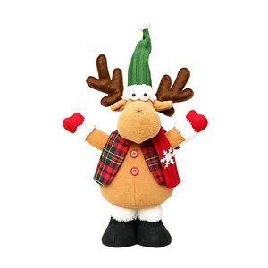 Poupée en peluche de renne de Noël décoration de fête debout animal en peluche