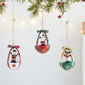 Ornamenti Natalizi in Ferro Pendenti in Metallo Babbo Natale Pupazzo di Neve Alce Decorazioni per Albero di Natale Casa