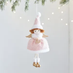 Adorabile angelo di peluche rosa e bianco da appendere per decorazioni festive dell'albero di Natale