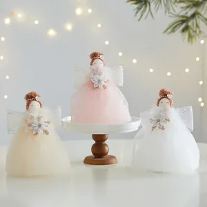 Weihnachten Engel Baumspitze Plüschpuppe Anhänger Polyester Netzgewebe Spitze Flügel Engel Mädchen Hängende Dekoration Für Einkaufszentrum Hotel Haus Dekor