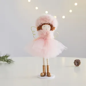 Adorabile bambola angelo rosa di Natale con gonna in tulle per splendide decorazioni festive