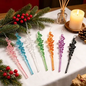 Juego de adornos navideños de acrílico con forma de carámbanos de colores para árbol