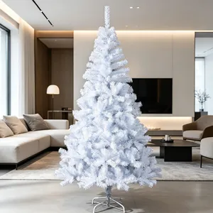 Eleganter weißer künstlicher Weihnachtsbaum mit Metallständer für festliche Dekoration