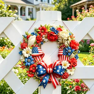 Lebendiger patriotischer US-Flaggen-Blumenkranz für die Unabhängigkeitstag-Gartendeko