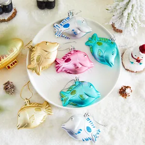 Creative Mackerel Fish Christmas Ornaments Glitter PVC Fish Hanging Pendant For Christmas Tree Decoration Festive Party Atmosphere Layout