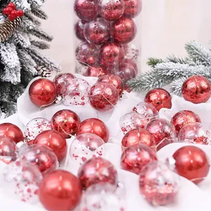 Palline di Natale Dipinte con Paillettes Perlate Ornamenti Sospesi in Plastica per Albero Festa Vacanze Hotel Centro