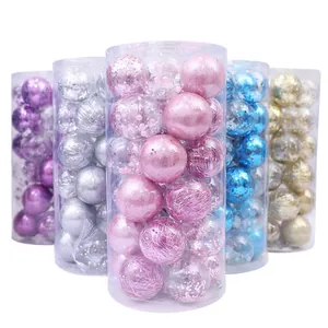 Palline di Natale decorative con paillettes e finitura perlata in tubi trasparenti
