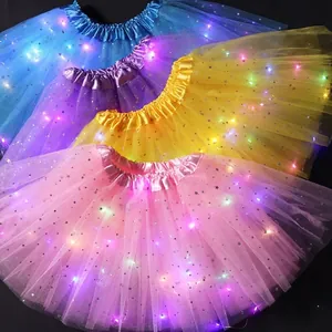 Bunter LED-leuchtender Prinzessin-Tutu-Rock für Mädchengeburtstag und Aufführung
