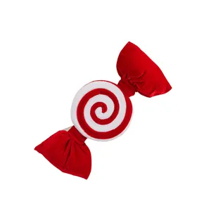 Festive Christmas red velvet candy shaped hanging ornament for holiday tree decoration